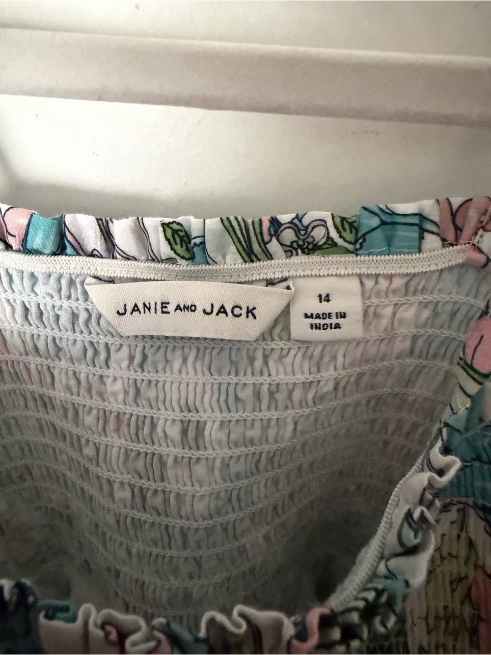 Janie and Jack Pastel Floral Smocked Dress in Blue and Pink